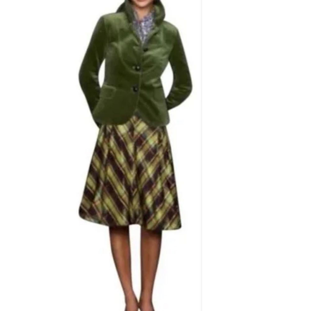 J Crew Silk Tartan Taffeta Plaid A Line Skirt Size 12